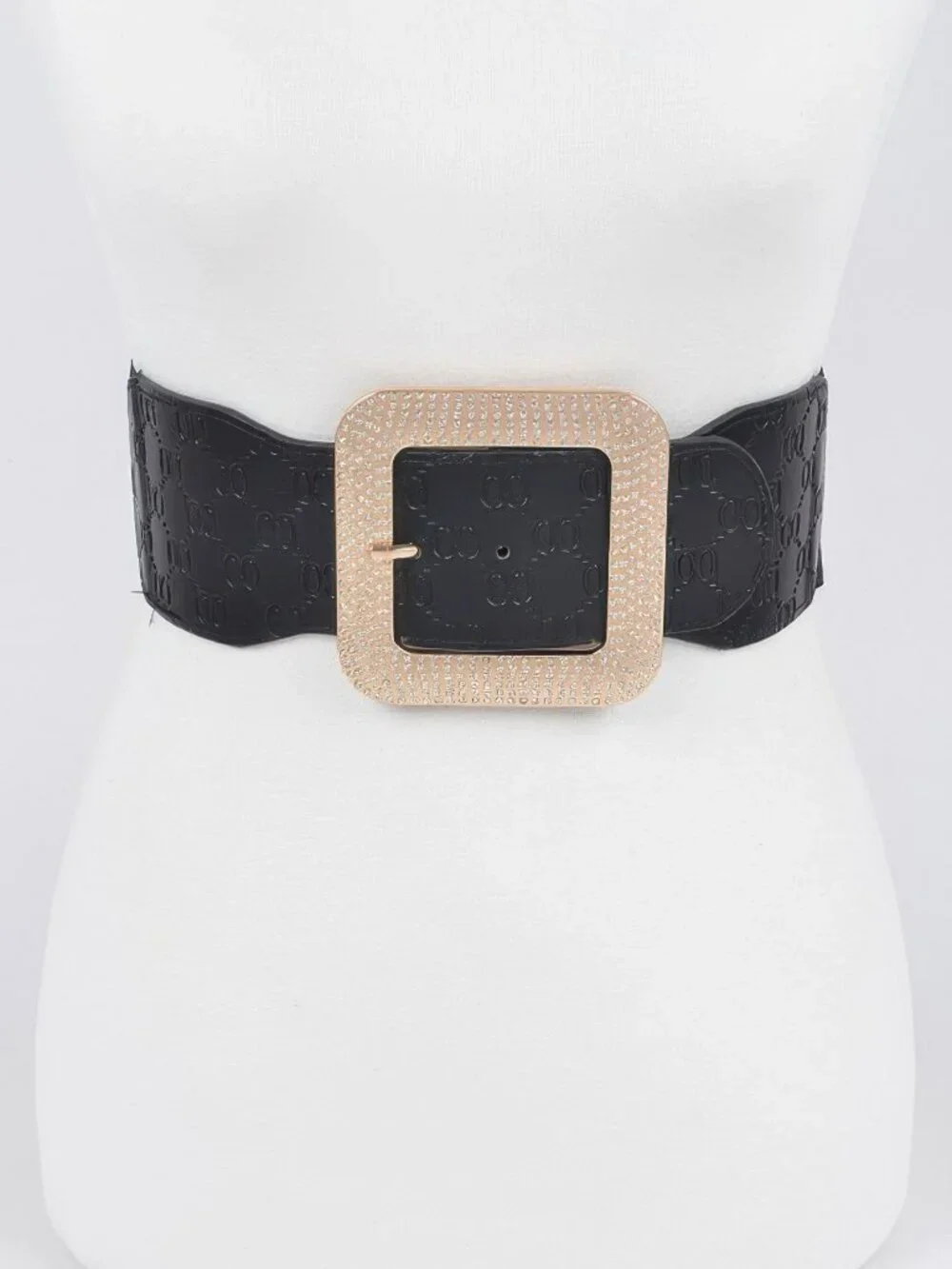 Big Rhinestone Buckle Embossed Plus Size Belt